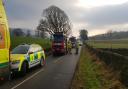 Emergency services attending the crash on the B6160 at Bolton Abbey. Picture Martyn Hughes