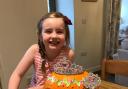 Darcie Rose, 5, from Skipton, who won a competition with her pumpkin display