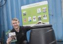 County council volunteer co-ordinator Jeff Coates with a compost bin.