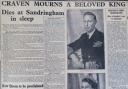 How the Craven Herald reported the death of the King on February 15, 1952