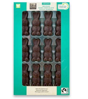 Craven Herald: Moser Roth Vegan Belgian Dark Chocolate Office Bunnies 120g. Credit: Aldi