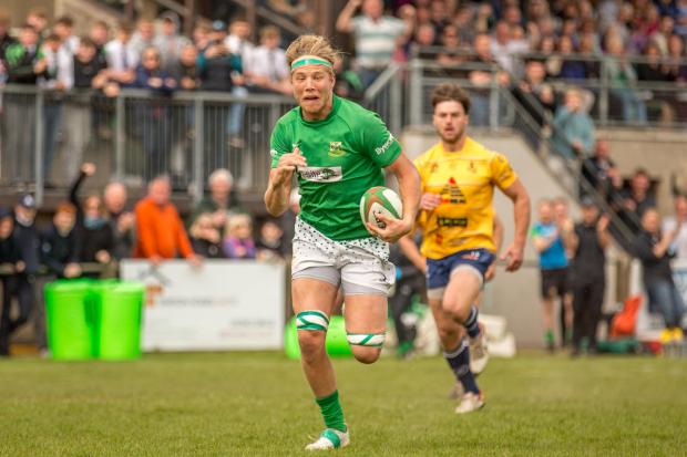 Wharfedale racing in for a try during their fine win over Rotherham. Picture: Ro Burridge.