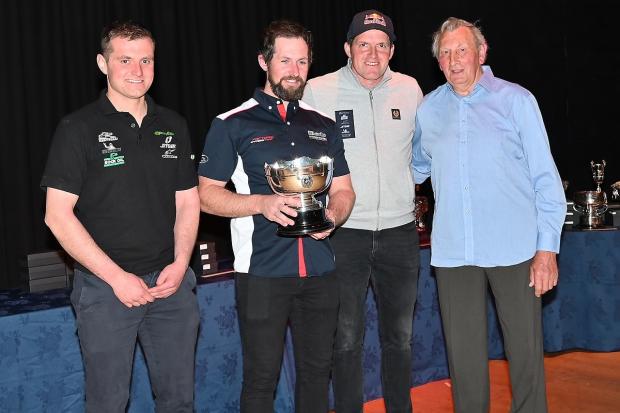 From left, Scottish Six Days Trial winners for Yeadon-Guiseley Motor Club, Richard Sadler, James Dabiil, Dougie Lampkin and presenter Ian Abbott. Picture: Eric Kitchen