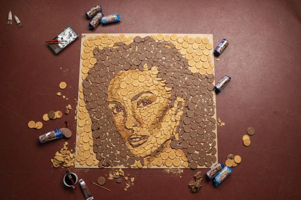 Craven Herald: Alesha Dixon's portrait was created using more than 644 McVitie’s biscuits. Picture: Taylor Herring