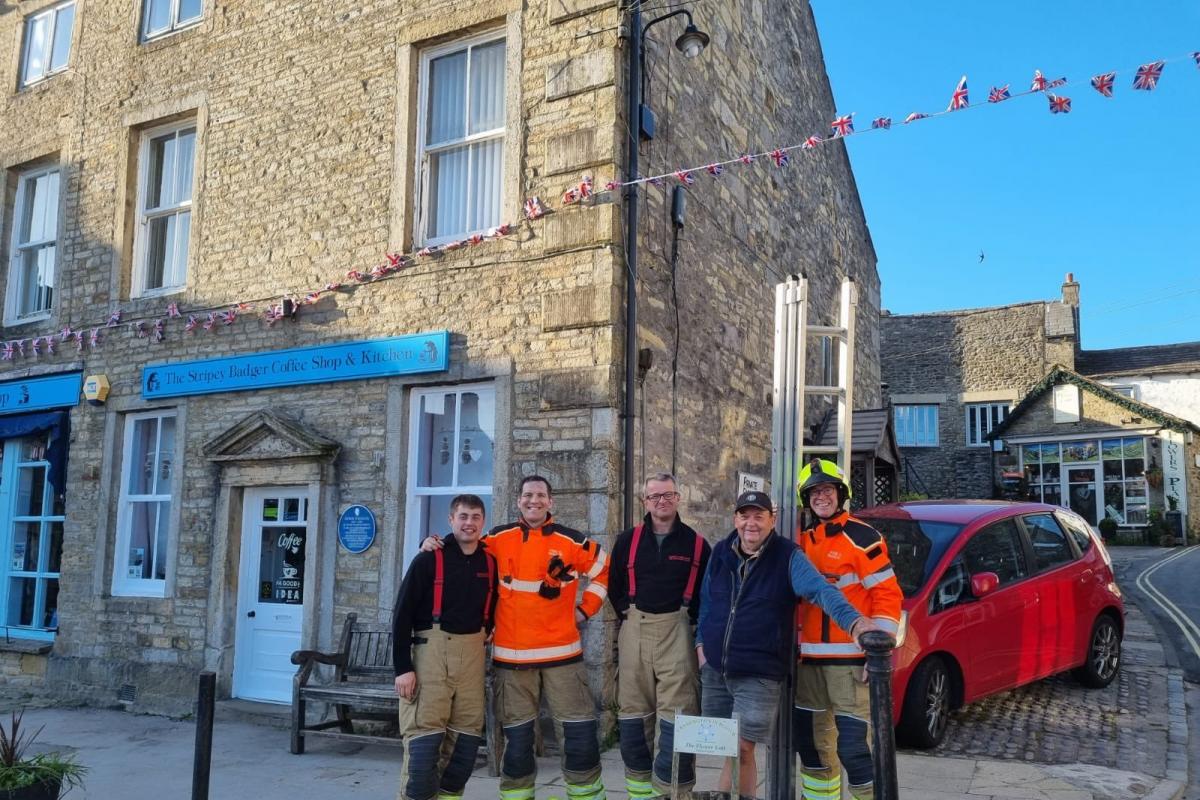 Grassington firefighters have been helping with jubilee bunting. Picture Grassington Fire Station