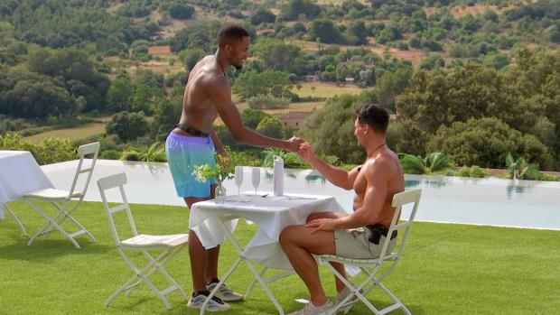 Craven Herald: Remi and Jay congratulate each other after their dates on Love Island, tonight at 9pm on ITV2 and ITV Hub. Episodes are available the following morning on BritBox. Credit: ITV