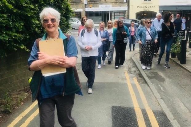 Sue Wrathmell leading a walk of the back streets of Skipton