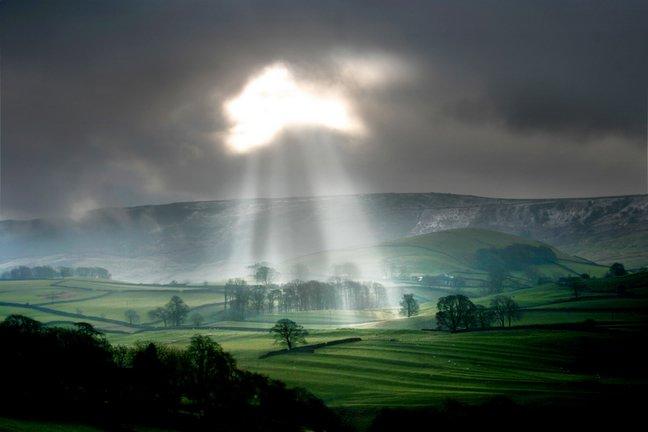 It’s not often that light and weather conditions combine to create such a stunning example of a “Jacob’s Ladder”. Herald photographer Stephen Garnett captured this picture on the Hebden road just outside Grassington, looking towards Thorpe.