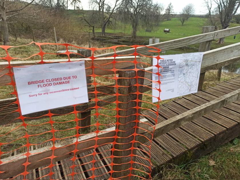 Hebden footbridge forced to close temporarily due to flood damage 