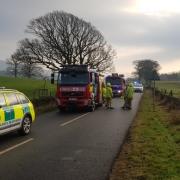 Emergency services attending the crash on the B6160 at Bolton Abbey. Picture Martyn Hughes