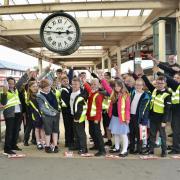 A school in Carnforth enjoying a day of rail safety, history and art activities in 2019
