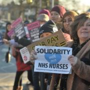 Nurses striking outside Bradford Royal Infirmary