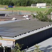 Solar panels on the roof of Settle Pool