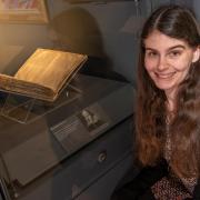 Shakespeare First Folio Craven Museum  with the museum's Jenny Hill