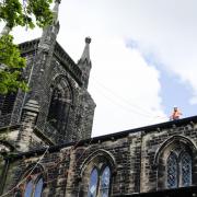 Work underway on the roof of Christ Church