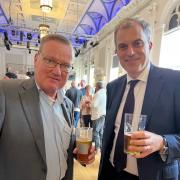 Julian Smith, right, and Tony Davies, left, at the Skipton Beer Festival