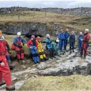 Caving group at the Buttertubs