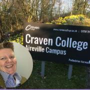Craven College entrance sign. Inset, former principal Lindsey Johnson