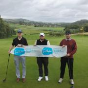 Mark, Sam and Angus on the 18th green at Skipton Golf Club