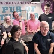 Adam, Steve and the team during the Branch Pub Of the Year Presentation in March