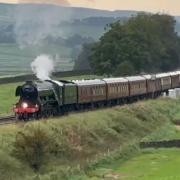 Flying Scotsman setting off on the line south towards Long Preston after a stop. Pic Thomas Beresford