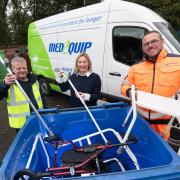 Daren Richardson from Medequip, Jenny Lowes, service improvement manager at North Yorkshire Council, and Steve Midgley from Yorwaste