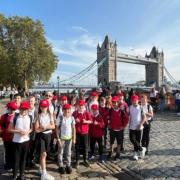 Children from Springfield School, Earby, during a London trip