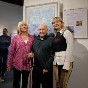 Beverley Hicks, Peter Hicks and Phoebe Scott at the Dales Countryside Museum exhibition opening