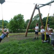 The popular zip wire at the children's play area in Aireville Park