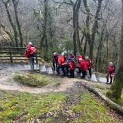 The rescue underway at Ingleton Water Falls Trail