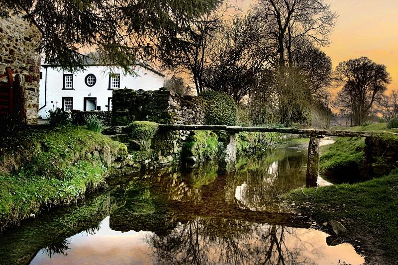 The winter sky is reflected beautifully in the beck next to the Marton Road at Bank Newton. 