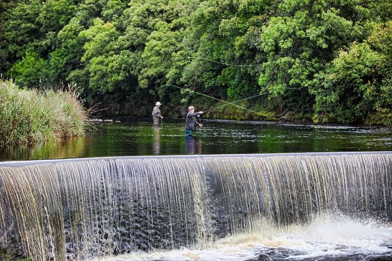 Two anglers make their final cast on the River Ribble before the brown trout season comes to an end