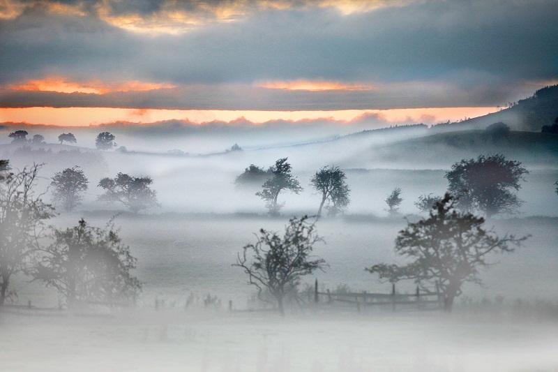 Layers of early morning mist rise from the River Aire in this shot taken near Broughton.

