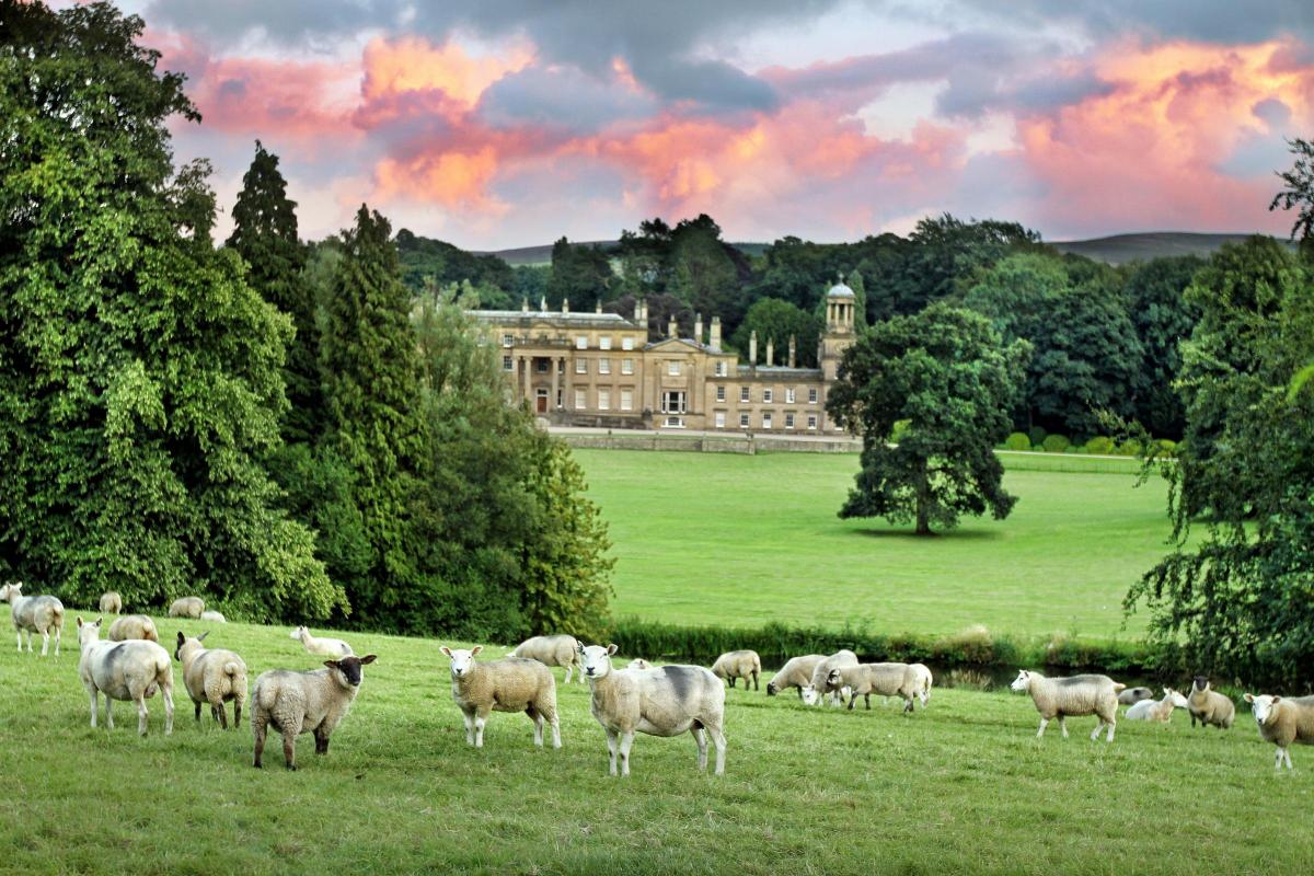 Broughton Hall couched within a rural landscape