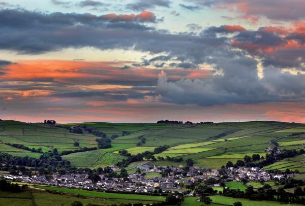 Nestled in the Aire Valley the villages of High Bradley and Low Bradley stand out in this view taken from Ramshaw.