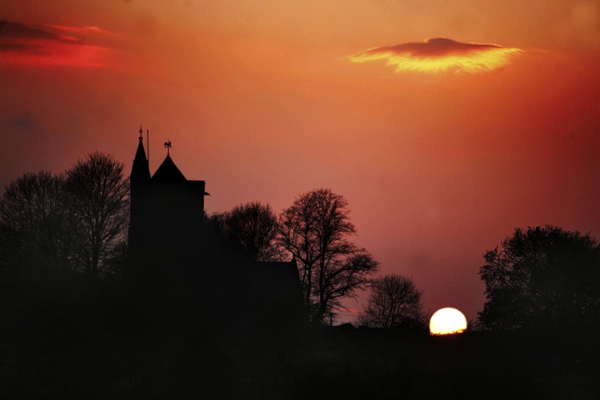 Our photographer Stephen Garnett was driving towards Carleton-in-Craven when he captured this image of the sun setting behind St Mary’s Church